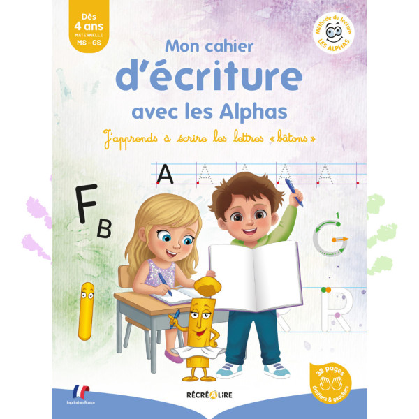 Cahier d'écriture lettres bâtons Alphas