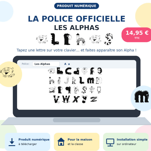 Police de caractères officielle Les Alphas - Fichier numérique (TTF)
