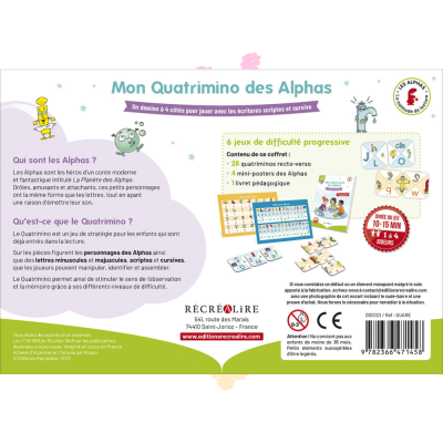 Mon Quatrimino des Alphas – Jeu éducatif pour apprendre les écritures scripte et cursive | Dès 5 ans Mon Quatrimino des Alphas – Jeu éducatif pour apprendre les écritures scripte et cursive | Dès 5 ans