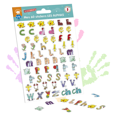 Planche de 60 stickers Les Alphas – Autocollants 3D repositionnables dès 3 ans | Apprendre en s’amusant Planche de 60 stickers Les Alphas – Autocollants 3D repositionnables dès 3 ans | Apprendre en s’amusant