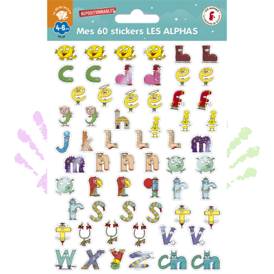 Planche de 60 stickers Les Alphas – Autocollants 3D repositionnables dès 3 ans | Apprendre en s’amusant Planche de 60 stickers Les Alphas – Autocollants 3D repositionnables dès 3 ans | Apprendre en s’amusant
