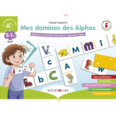 Mes 54 dominos des Alphas – Jeu éducatif pour découvrir les lettres et types d’écriture dès 5 ans Mes 54 dominos des Alphas – Jeu éducatif pour découvrir les lettres et types d’écriture dès 5 ans