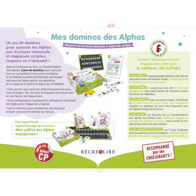 Mes 54 dominos des Alphas – Jeu éducatif pour découvrir les lettres et types d’écriture dès 5 ans Mes 54 dominos des Alphas – Jeu éducatif pour découvrir les lettres et types d’écriture dès 5 ans