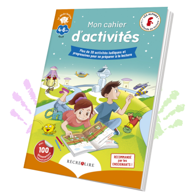 Mon cahier d’activités « Déclic lecture » Les Alphas – 35 jeux ludiques + 100 gommettes repositionnables dès 4 ans