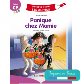 Première de couverture de Panique chez Mamie avec vignette Imprimé en France