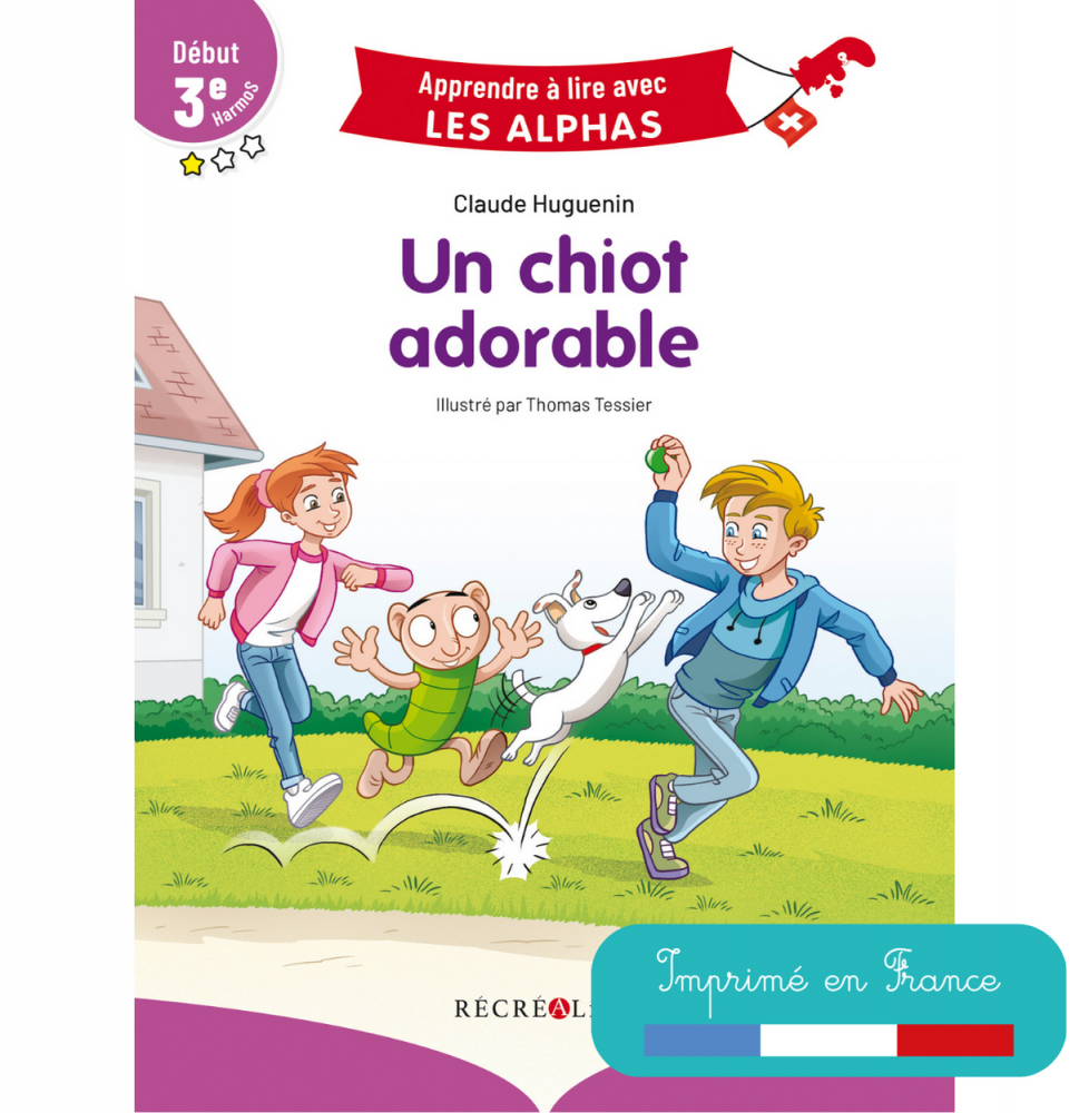 Première de couverture d'un chiot adorable avec vignette imprimé en France