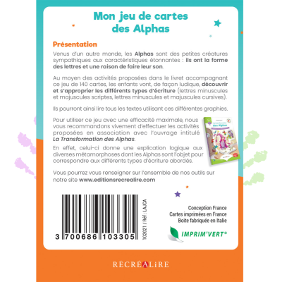 Mon jeu de cartes des Alphas – 142 cartes pour apprendre les écritures | Dès 5 ans, GS et CP Mon jeu de cartes des Alphas – 142 cartes pour apprendre les écritures | Dès 5 ans, GS et CP