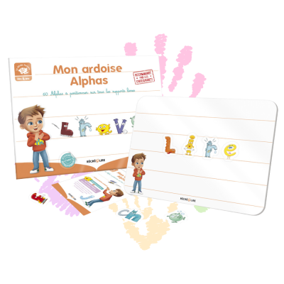 Ardoise Alphas avec 60 stickers repositionnables | Format pliable nomade Ardoise Alphas avec 60 stickers repositionnables | Format pliable nomade