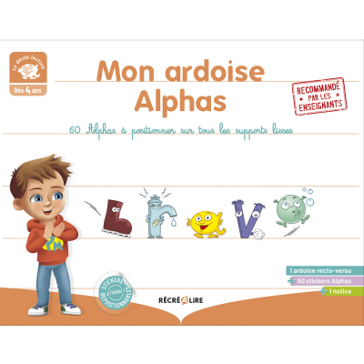 Ardoise Alphas avec 60 stickers repositionnables | Format pliable nomade Ardoise Alphas avec 60 stickers repositionnables | Format pliable nomade