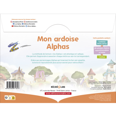 Ardoise Alphas avec 60 stickers repositionnables | Format pliable nomade Ardoise Alphas avec 60 stickers repositionnables | Format pliable nomade