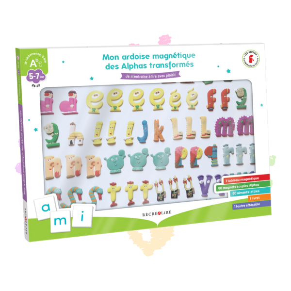 Mon ardoise magnétique des Alphas transformés [reconditionné] – Kit complet dès 6 ans pour apprendre à écrire avec les lettres