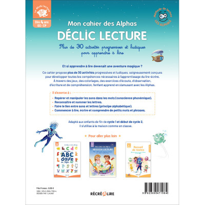 Mon cahier des Alphas – DÉCLIC LECTURE– Éditions Récréalire